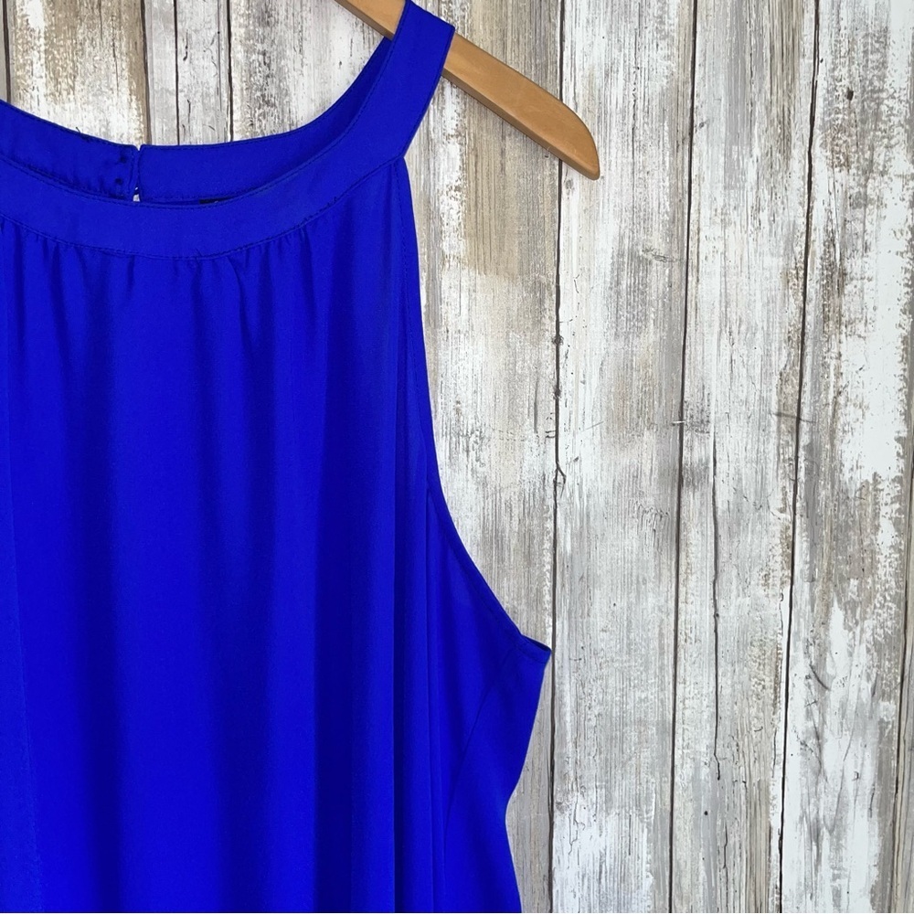 Torrid Electric Blue Halter Tank 2X Georgette High Low Flowy Sleeveless Blouse - Picture 6 of 8
